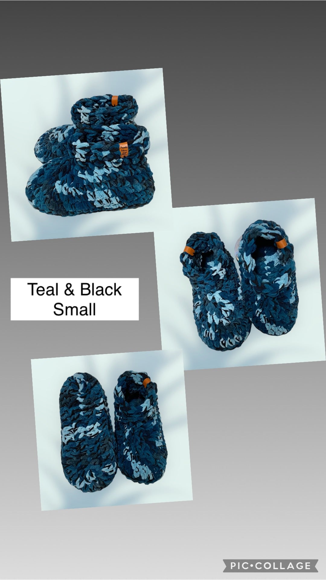 Hand Crocheted Boot Style Slippers Small