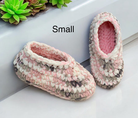 Hand Crocheted Slippers Size Small