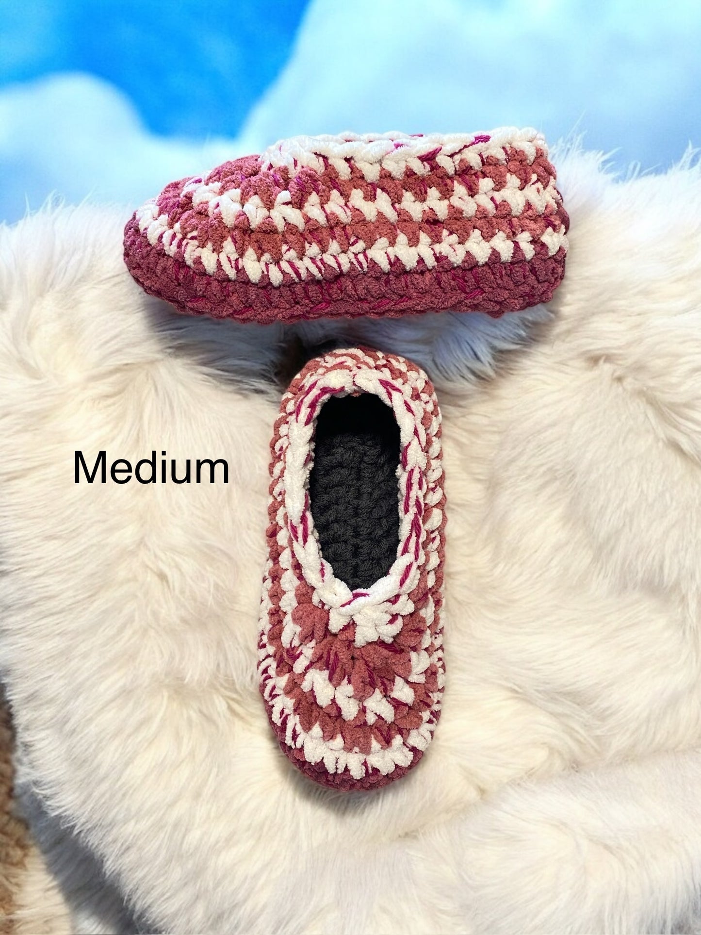 Hand Crocheted Slippers Size Medium