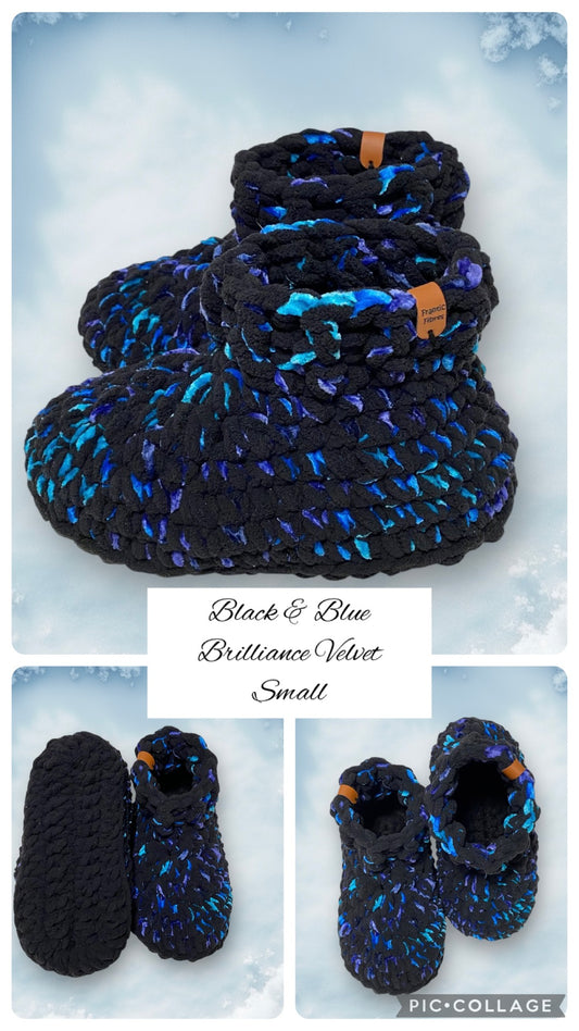 Hand Crocheted Boot Style Slippers Small