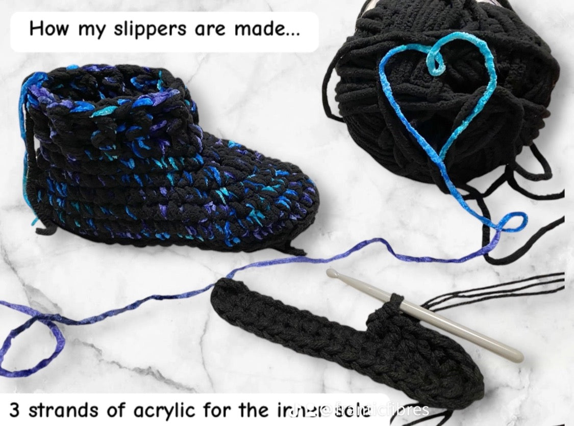 Hand Crocheted Boot Style Slippers Small