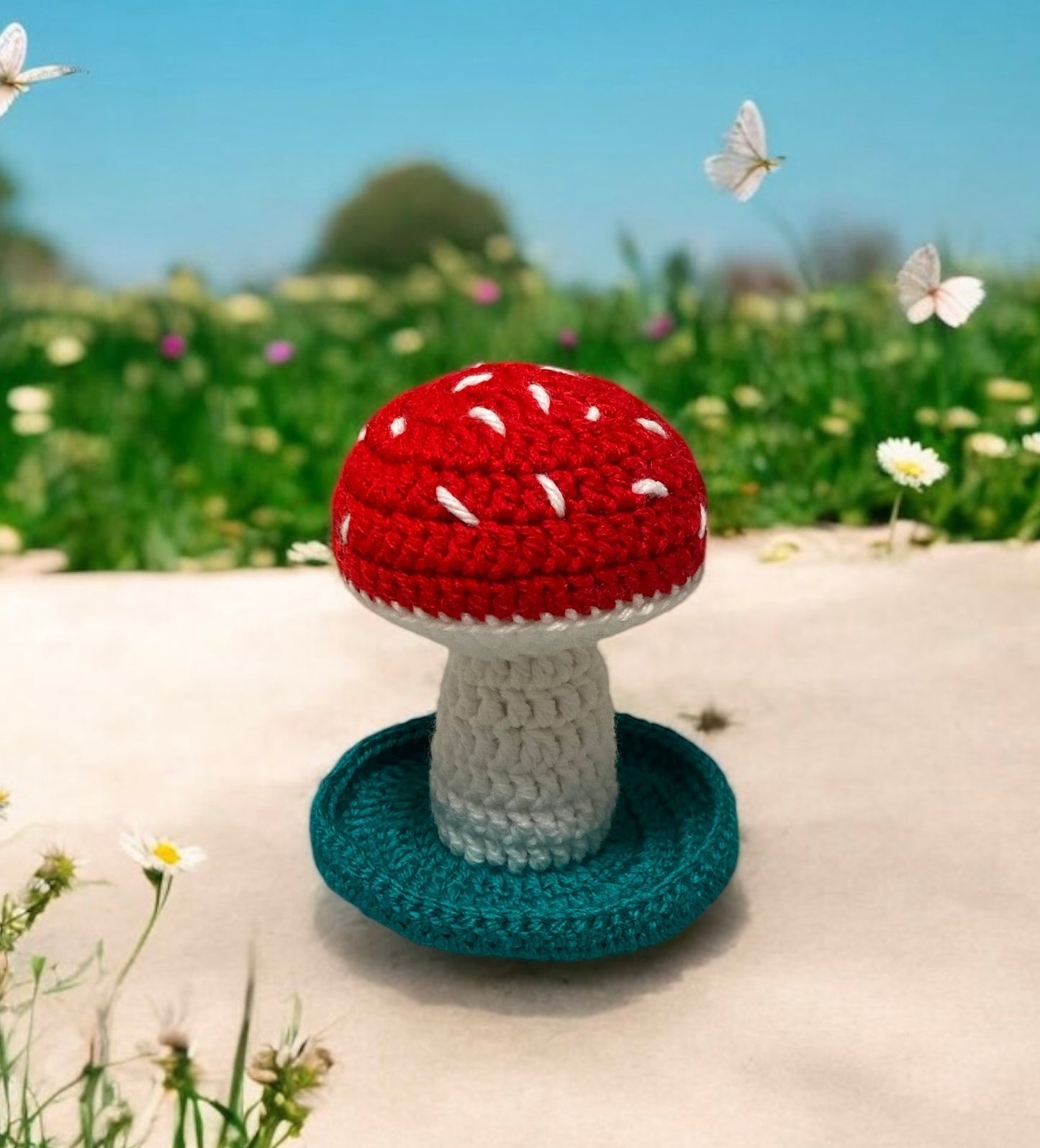 Crocheted Mushroom Earring/Jewelry Holder