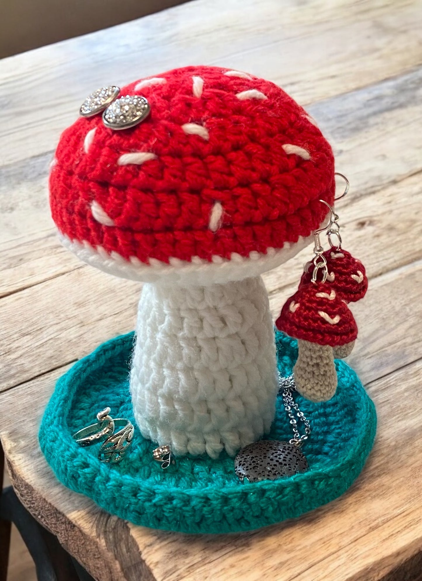 Crocheted Mushroom Earring/Jewelry Holder