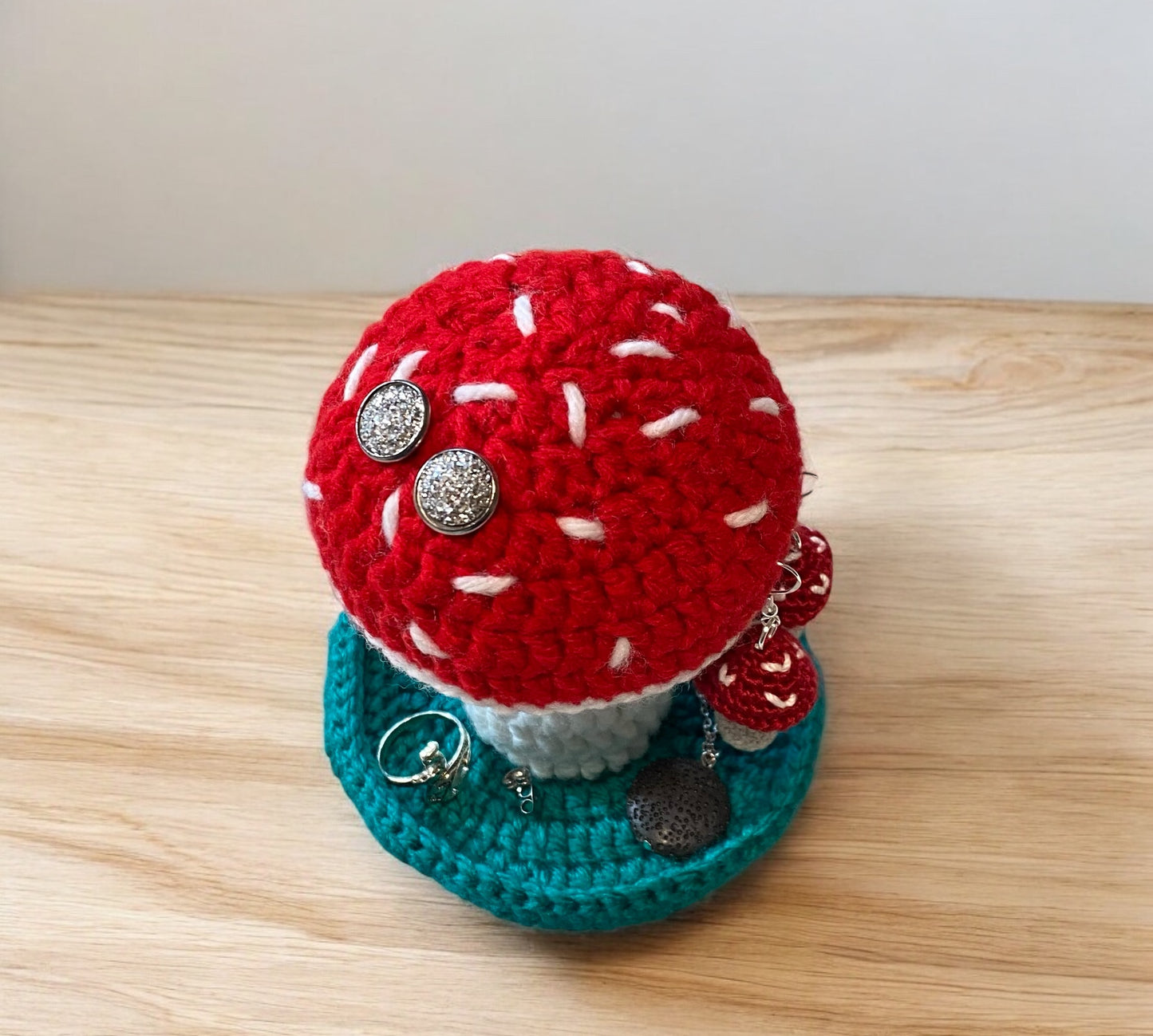 Crocheted Mushroom Earring/Jewelry Holder