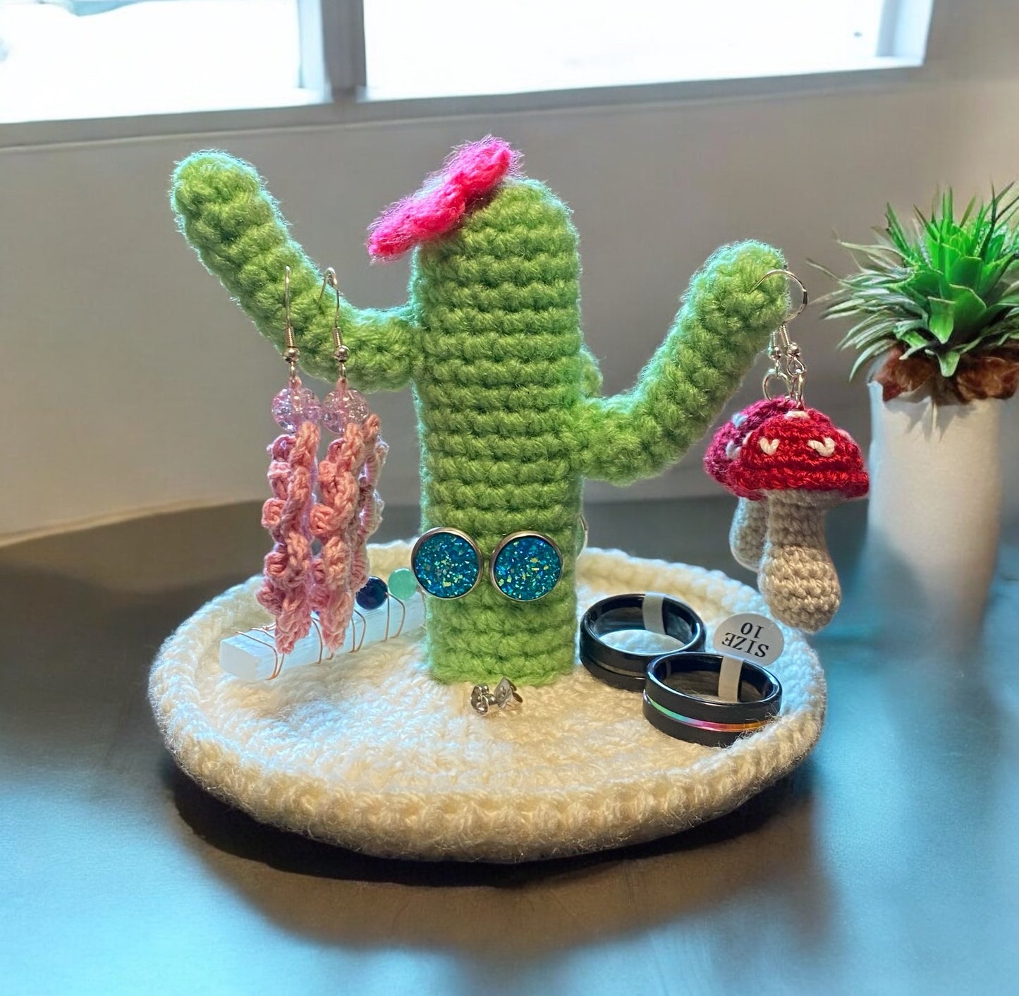 Crocheted Cactus Earring/Jewelry Holder